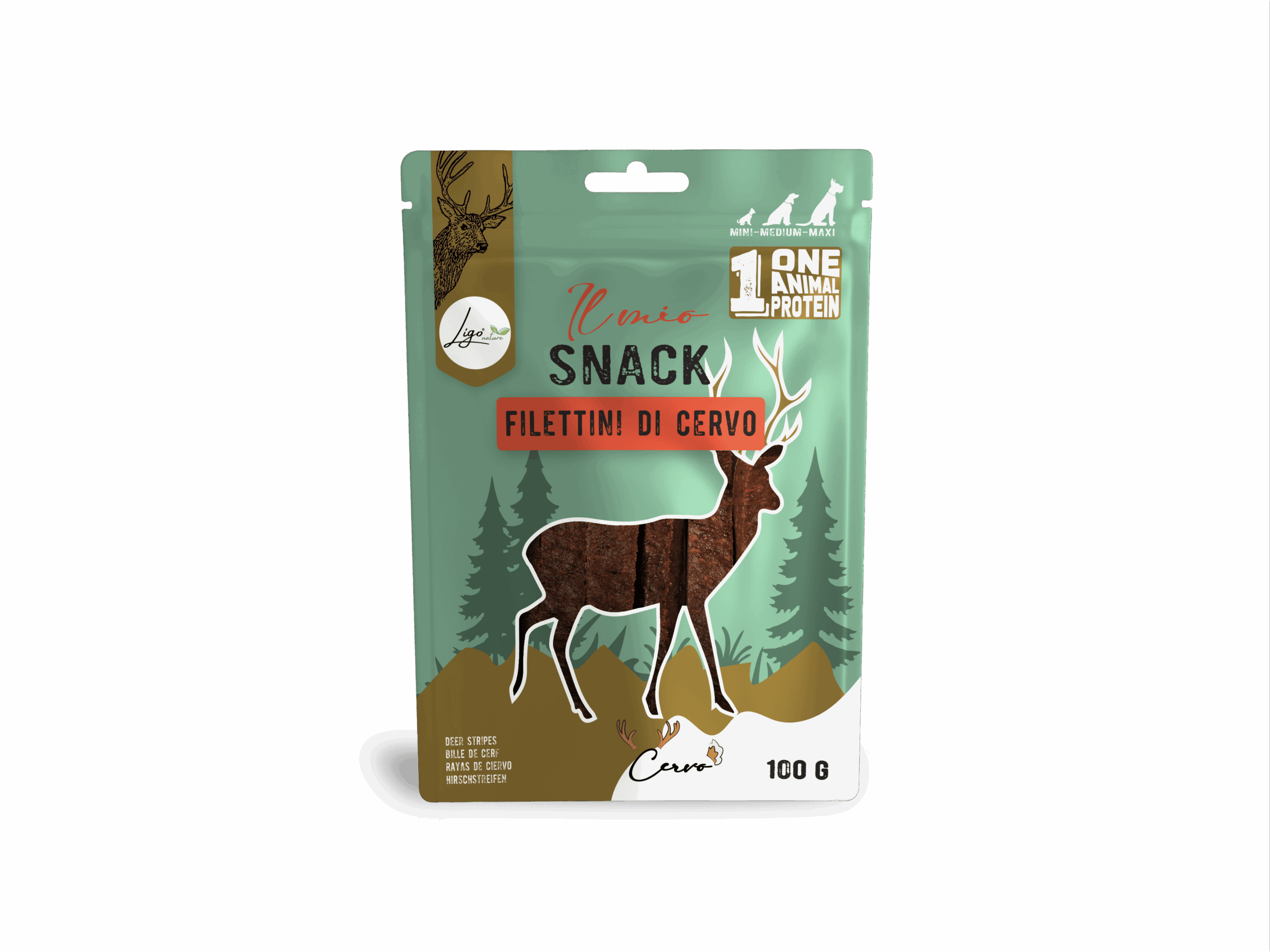 Il mio snack SOFT Filettini di cervo 100gr ONE ANIMAL PROTEIN