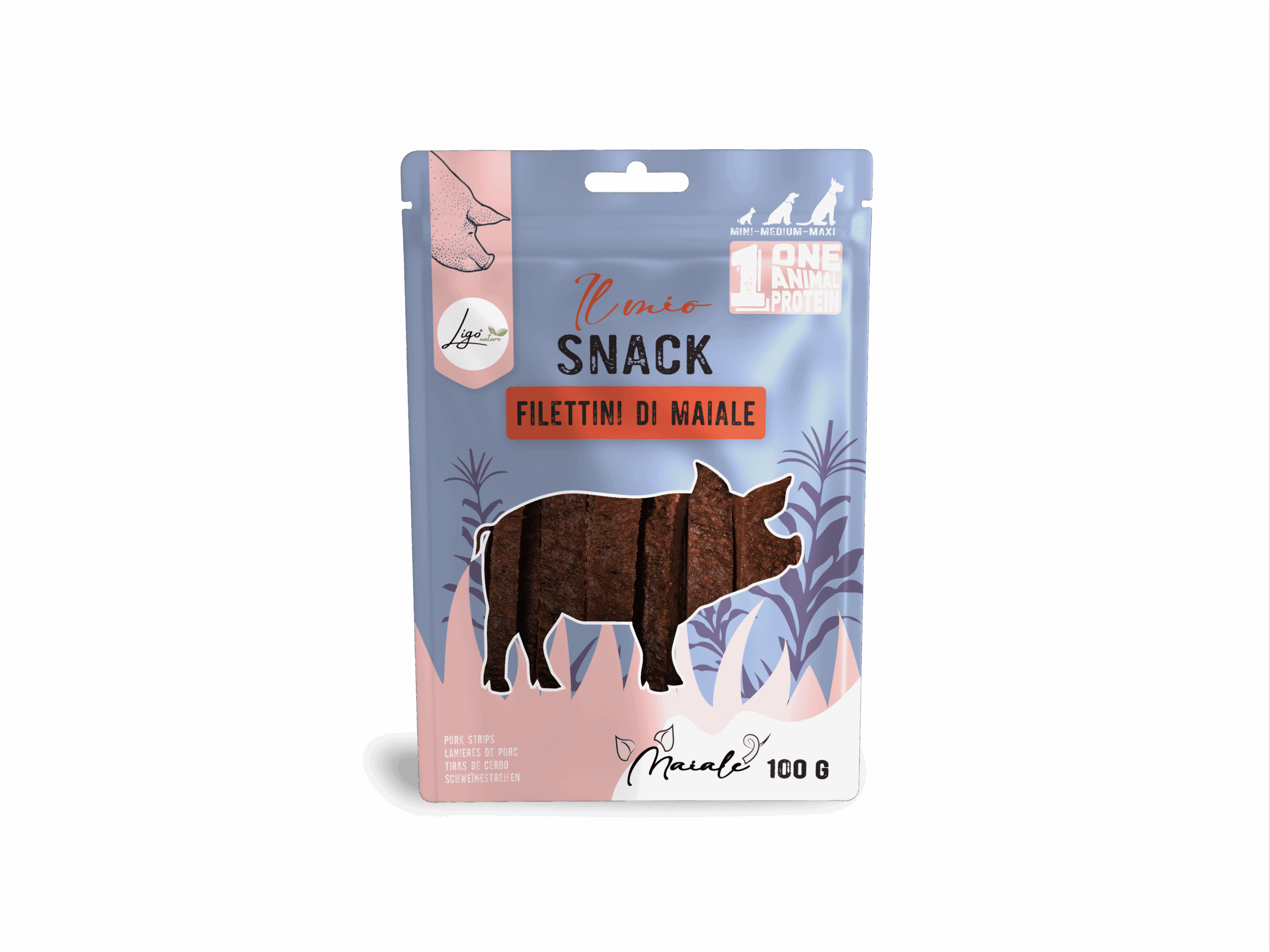 Il mio snack SOFT Filettini di maiale 100gr ONE ANIMAL PROTEIN
