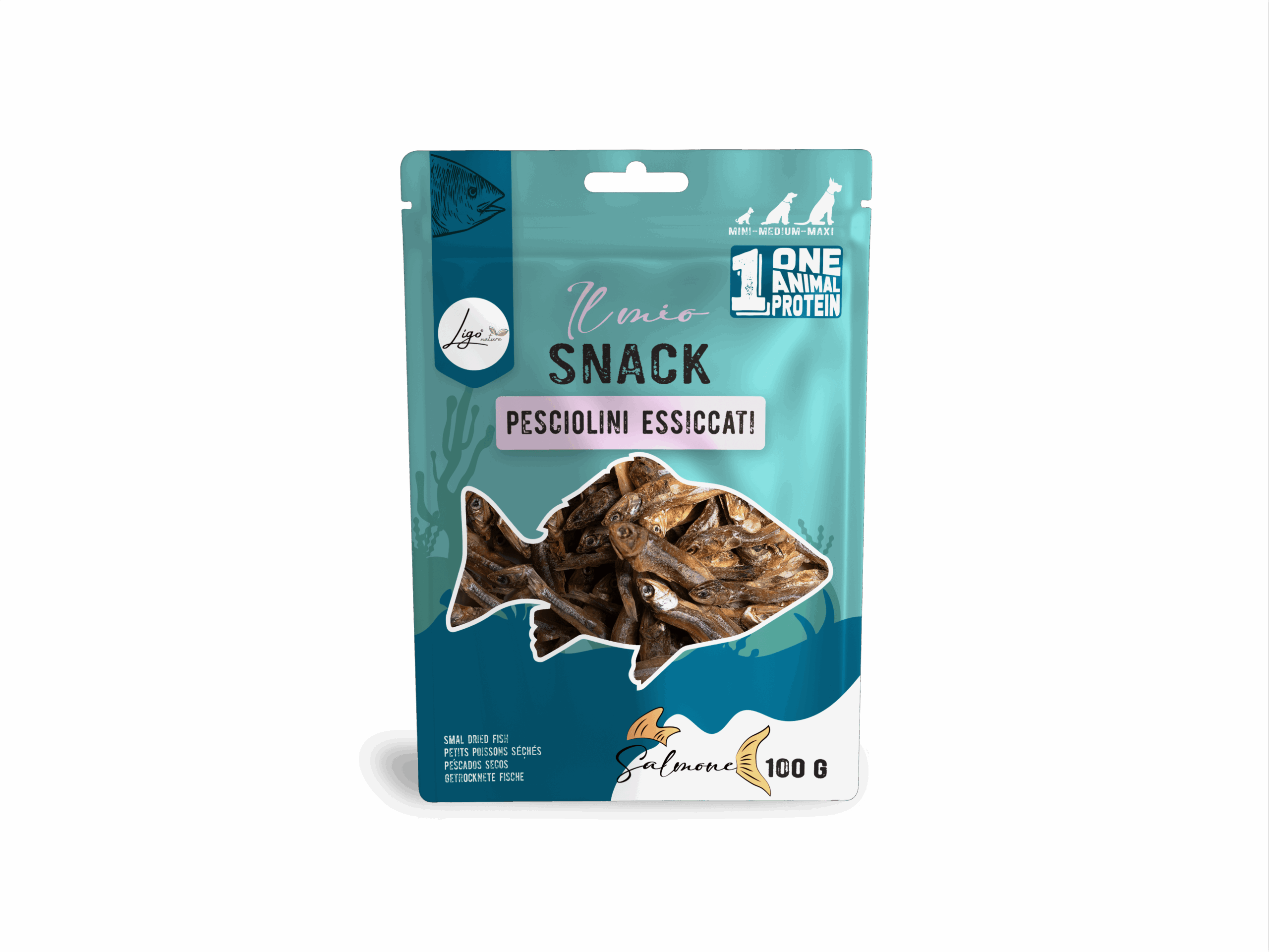 Il mio snack Pesciolini essiccati 100gr ONE ANIMAL PROTEIN
