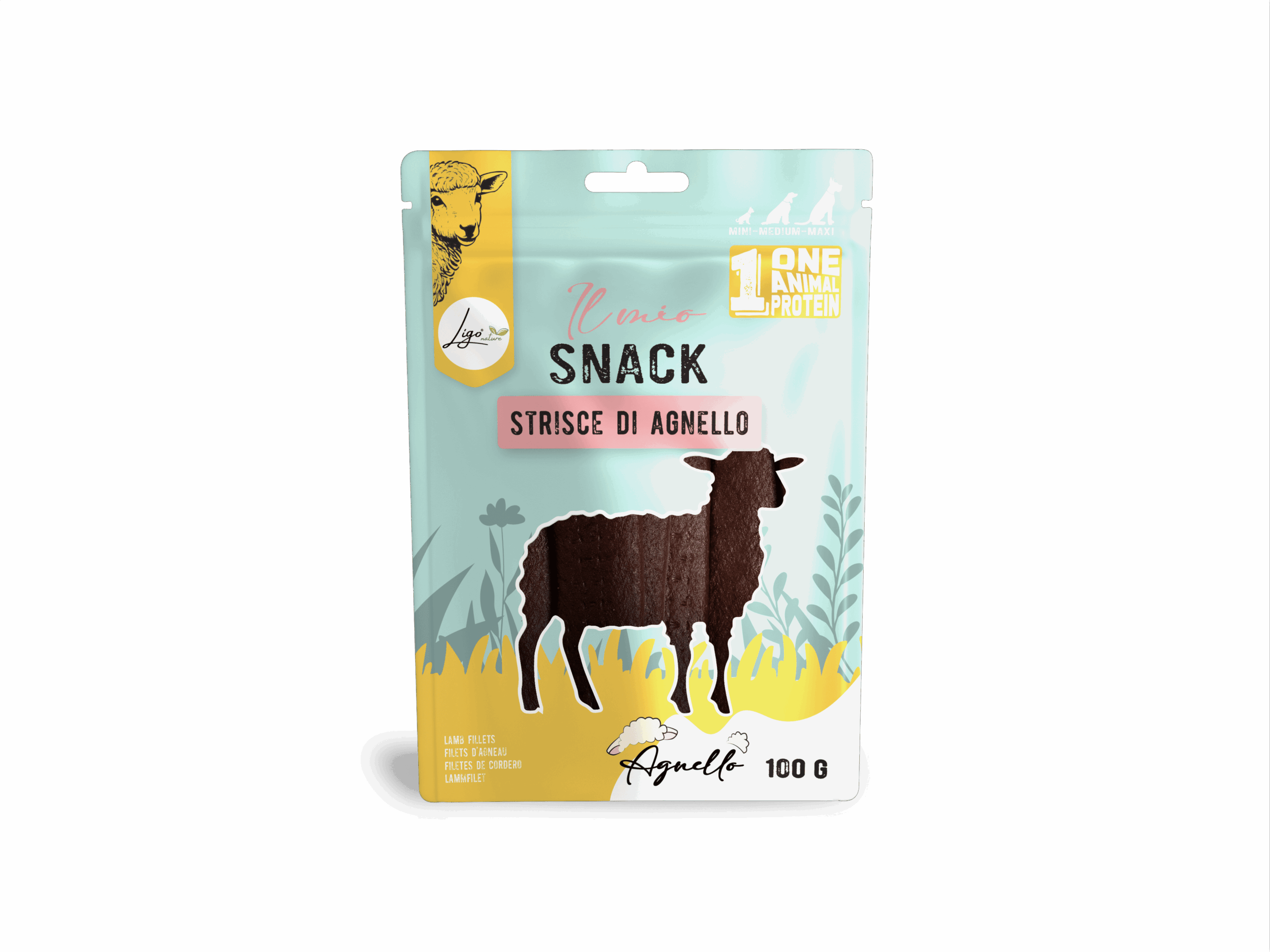 Il mio snack SOFT Strisce di agnello 100gr ONE ANIMAL PROTEIN