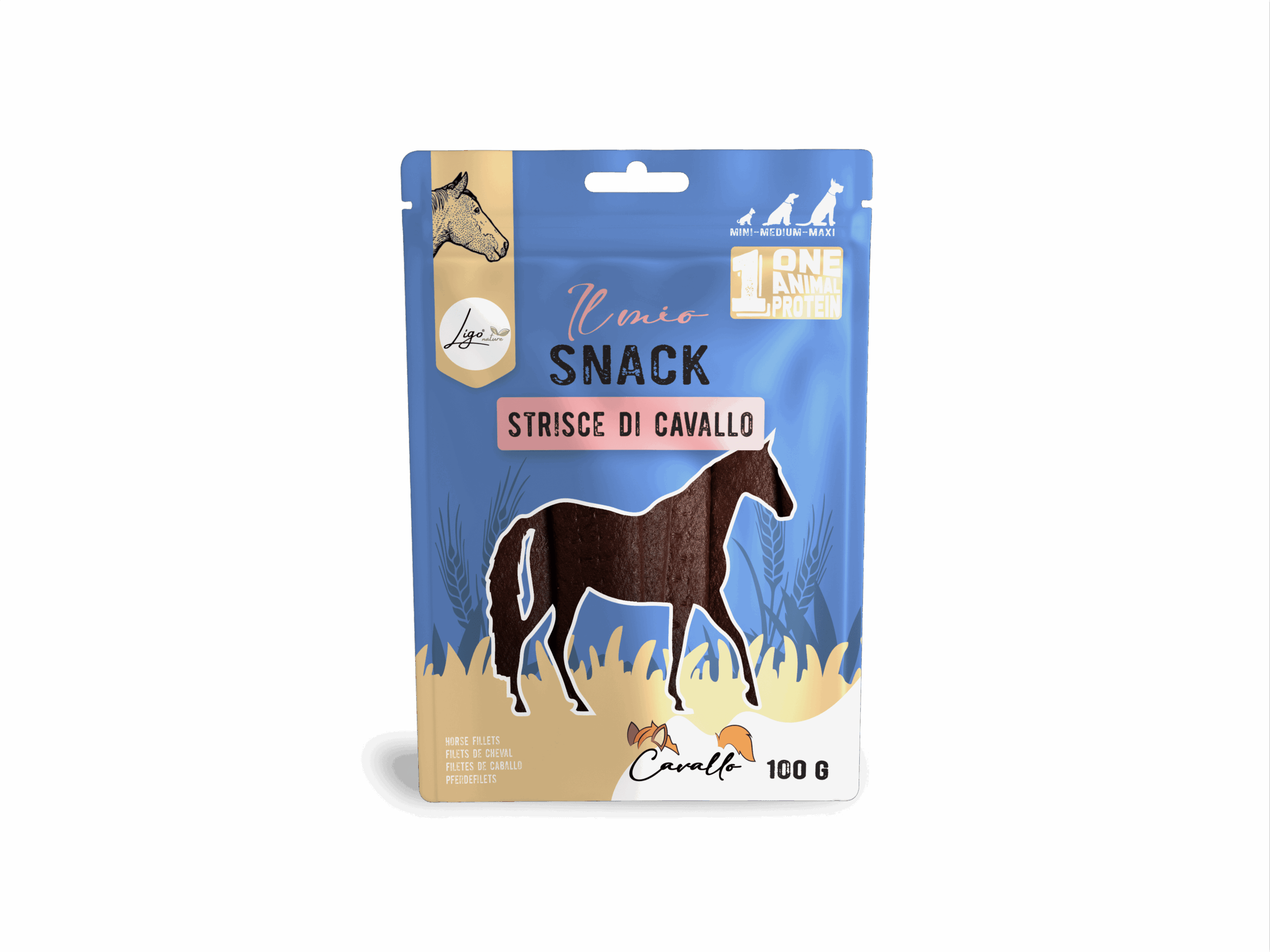 Il mio snack SOFT Strisce di cavallo 100gr ONE ANIMAL PROTEIN