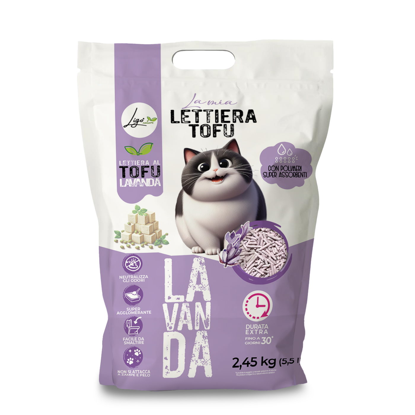 Lettiera Tofu SUPER AGGLOMERANTE profumazione lavanda 5,5l 2,45KG (Copia)